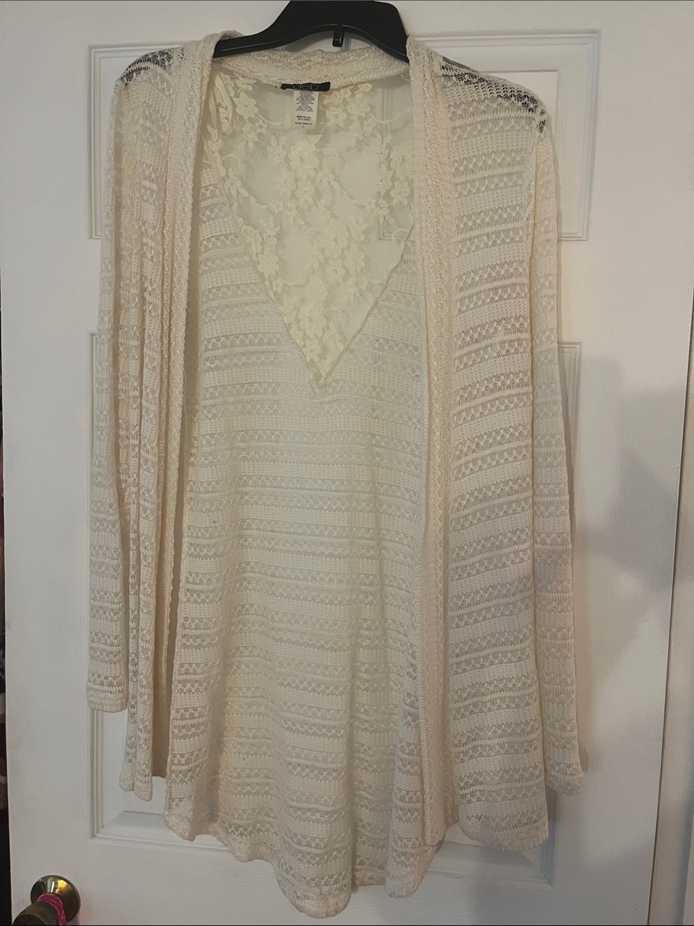 Deb Cream Open-Knit Lace-Back Cardigan